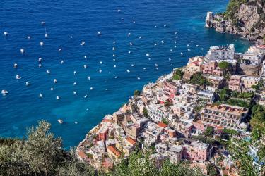 Amalfi Coast -aerial-view-of-the-beautiful-town-of-positano