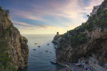 Amalfi Coast -furore-beach-bay-in-amalfi-coast-panoramic-view